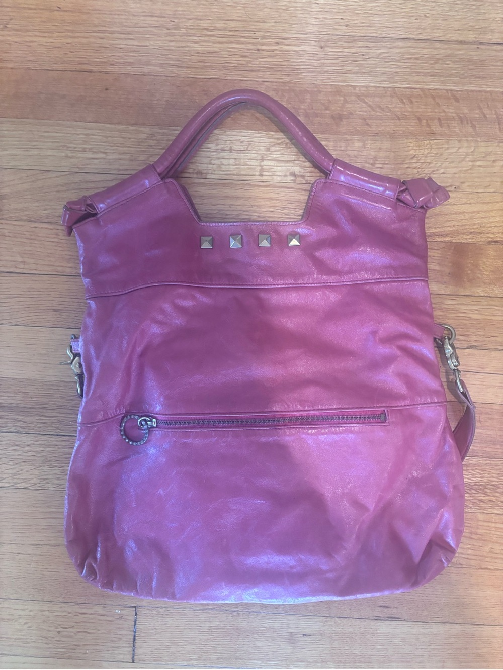 Foley + Corinna - Women’s Pink Stud-Accent Tote Bag/ Dusty Rose Pink Leather